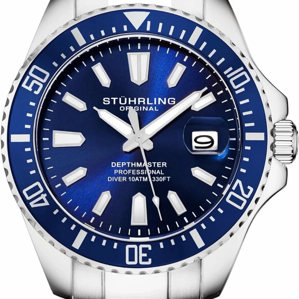 Stuhrling Original Blue and Silver Dive Watch - Picture 1 of 13